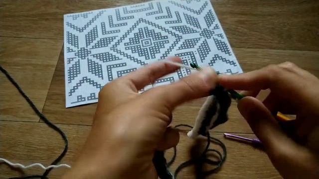 Мозаичное вязание из центра - прямоугольник крючком
