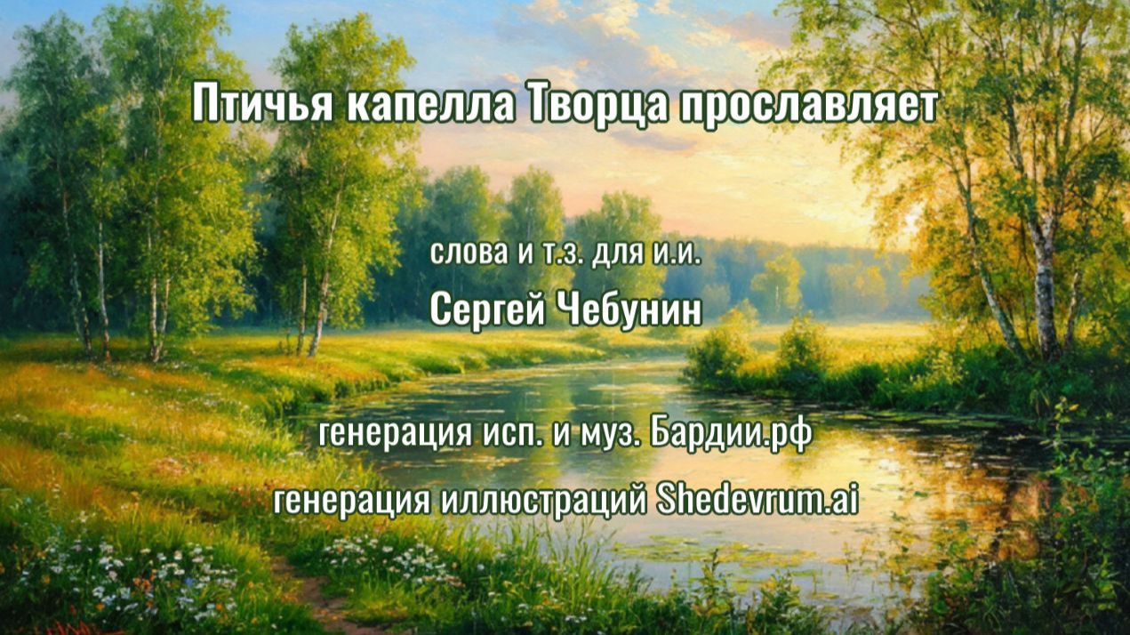 Птичья капелла Творца прославляет (сл. и т.з. для и.и. Сергей Чебунин, генерация исп. и муз. Бардии.