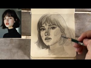 Набросок портрета по фото | рисунок портрета карандашом | portrait drawing process