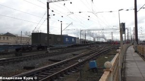 Паровоз Л-3958 с грузовым поездом + приветливый кочегар и электропоезд ЭТ2-015