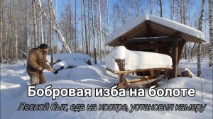 Бобровая изба на болоте Лесной быт, еда на костре, установил камеру