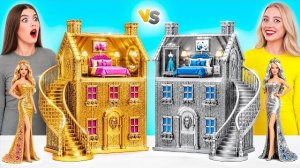 Строим Удивительный Кукольный Домик Золотой vs Серебряный Челлендж | Идеи Для Крошечных Построек