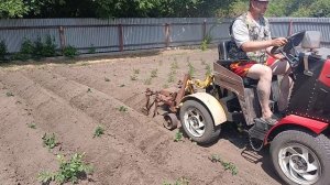 Окучивание картофеля на самодельном мини Кировце.