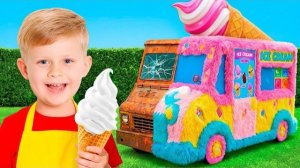 Дети превратили старый грузовик в фургончик с мороженым! 🍦