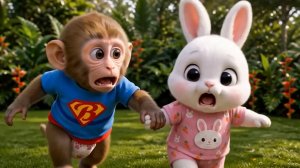 🐇Кролик и обезьянка🐒 спасаются от пчёл 🐝