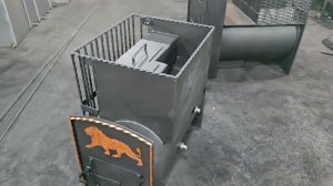 Печка с открытой каменкой для коммерческой бани.  Изготовили на заказ.