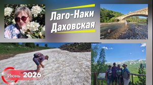 Лаго-Наки. Ст.Даховская. Старый каменный мост. Снег и рододендроны в июне.