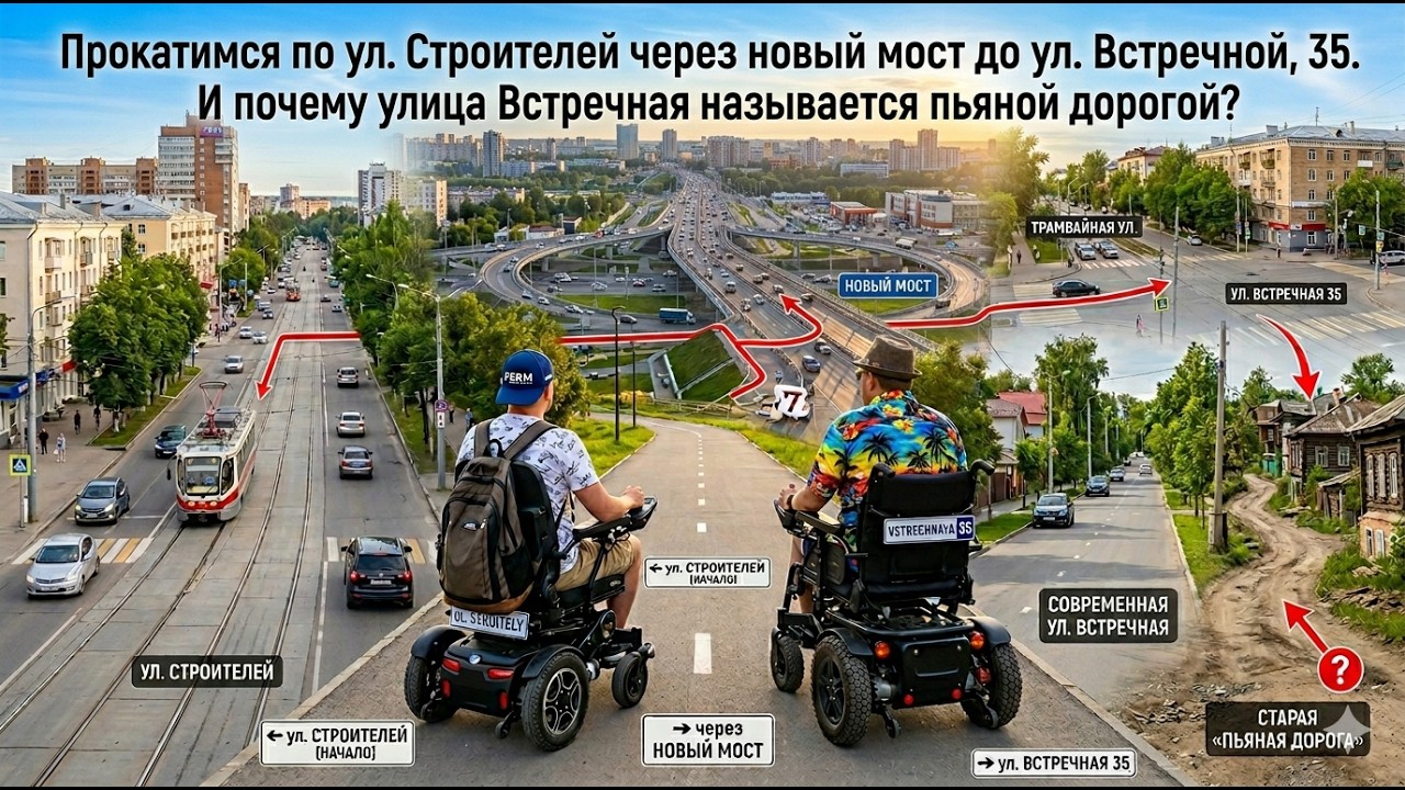 Пермь автомобильная: ул. Строителей — новый мост — ул. Встречная 35 | История Пьяной дороги смотреть онлайн