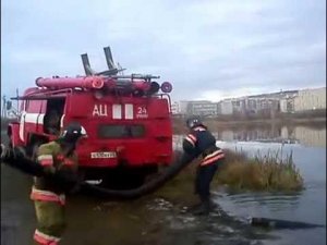 Отработка норматива «Установка автоцистерны на водоем»