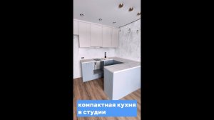Кухня в маленькую студию с зонированием пространства