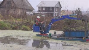 Очистка прудов, водоемов,озер, плавающий экскаватор