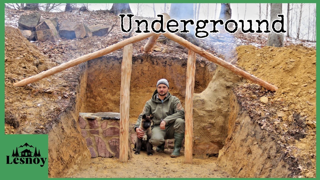 A dugout in the woods with your own hands. Stove made of clay and stone. Part 1 смотреть онлайн