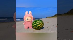 Лабубу на пляже и арбузы 🍉