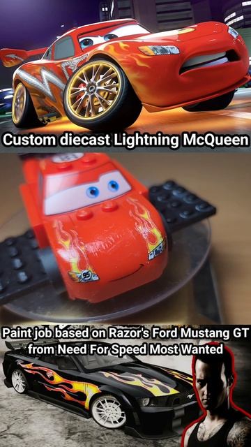 LEGO Молния Маккуин с покраской от машины Рэйзора Ford Mustang GT из Need For Speed Most Wanted