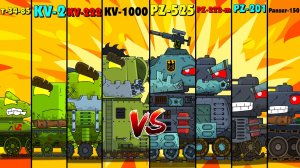 Эволюция Гибридов T-34-85 vs KV-2 vs KV-222 vs KV-1000 - Мультики про танки