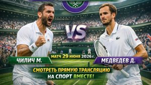 Чилич М — Медведев Д Теннис Уимблдон 2026 Трава Прямая трансляция