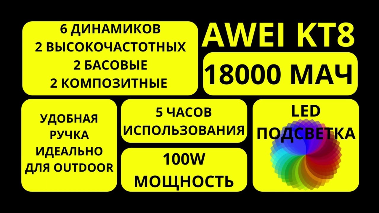 AWEI KT8 - ЛУЧШАЯ БЕСПРОВОДНАЯ КОЛОНКА ДЛЯ ВЕЧЕРИНОК И УЛИЧНОГО ИСПОЛЬЗОВАНИЯ | AWEI Россия смотреть онлайн