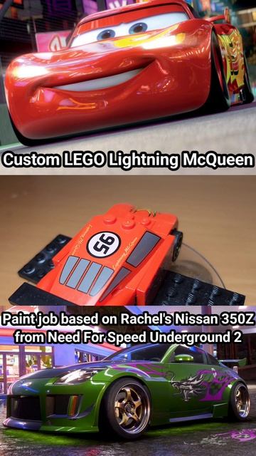 LEGO Молния Маккуин с покраской от машины Рэйчел Nissan 350Z из Need For Speed Underground 2