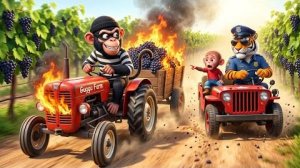 😱 Украли трактор обезьянки! Тигр-полицейский бросился в погоню! 🚜🚓 Мультики для детей