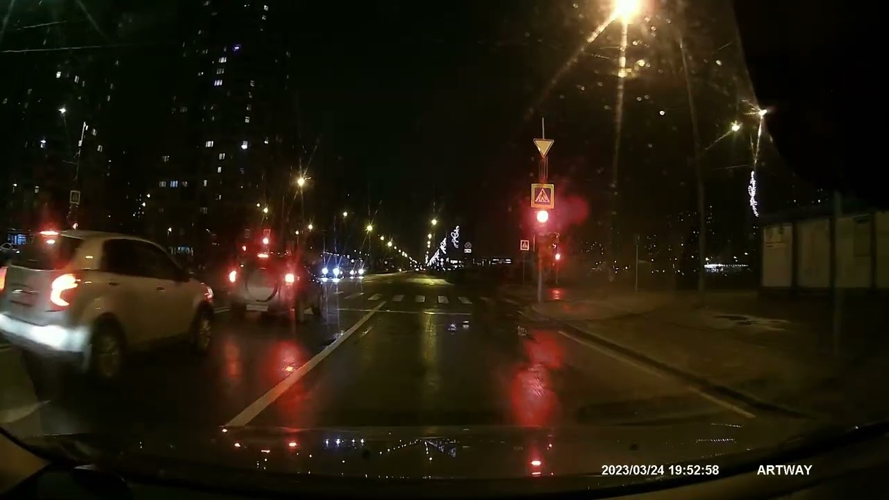 Съёмка на видеорегистратор Artway AutoCam AV-604 в разрешении Super HD ночью смотреть онлайн