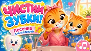 Кошка и котёнок чистят зубки — песенка для малышей | учим чистить зубы