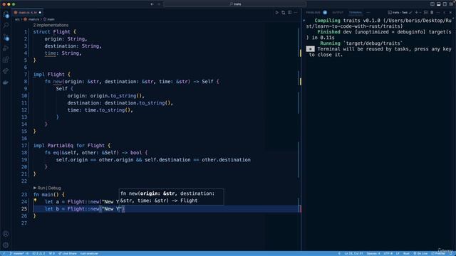 278. Implementing the PartialEq Trait for Structs смотреть онлайн
