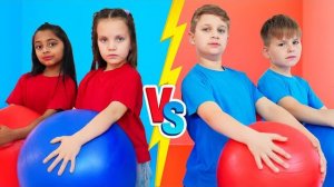 Девочки vs Мальчики Челлендж - Красные против Синих