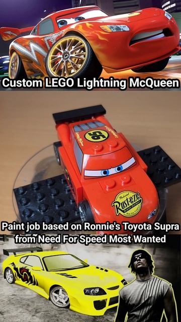 LEGO Молния Маккуин с покраской от машины Ронни Toyota Supra из Need For Speed Most Wanted