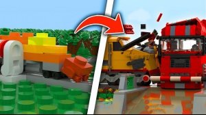LEGO Поезд против машин в разных масштабах | Анимация