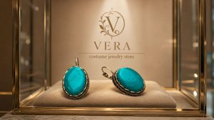 Серьги, Сигрид (Бирюза) Винтаж (Черненое серебро.) «VERA», Р1-033