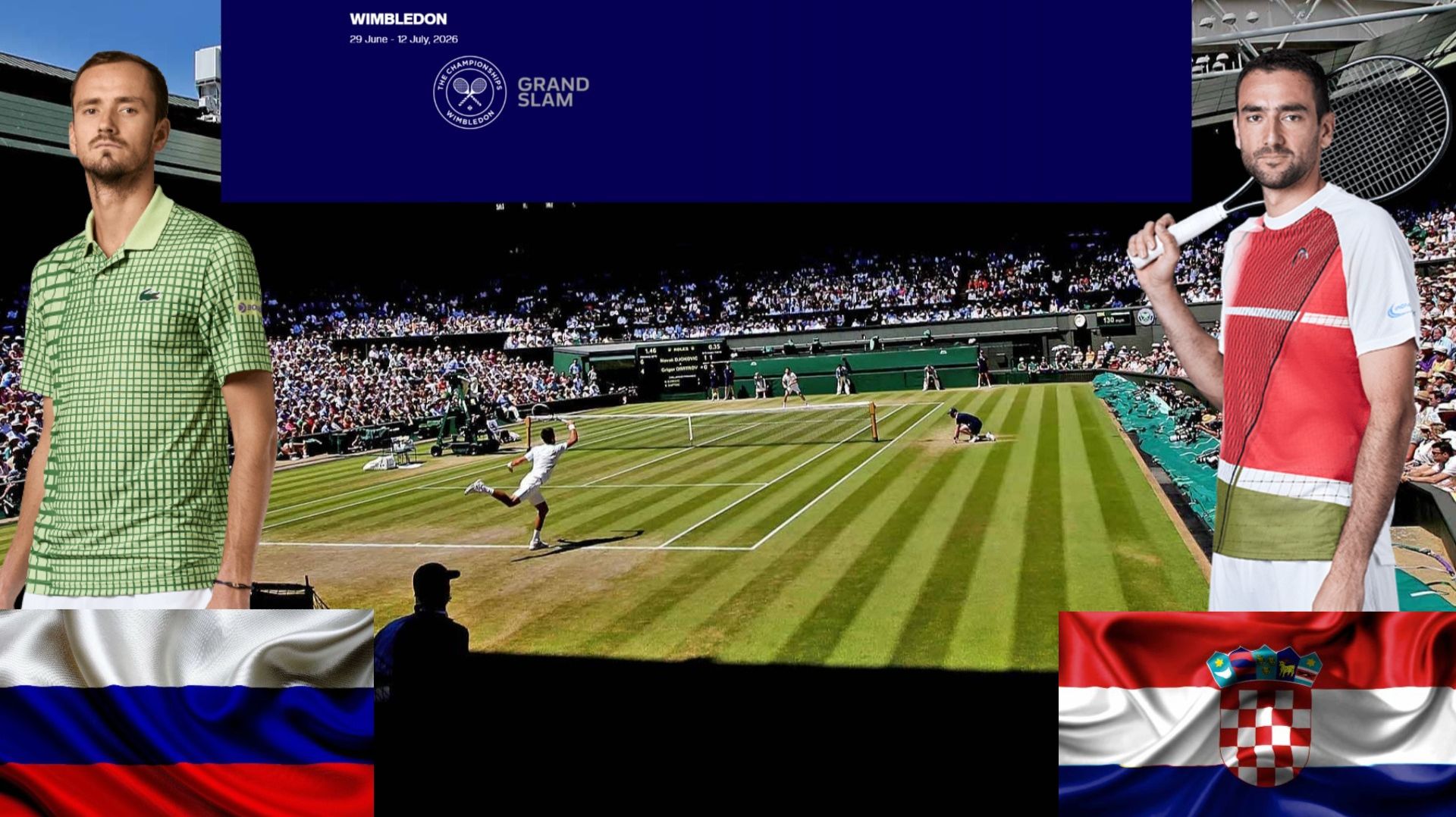29/06 ⏰17:00 (8) 🇷🇺Даниил Медведев - 🇭🇷Марин Чилич /,🏆Grand Slam 🇬🇧Уимболдон. 1-й круг смотреть онлайн
