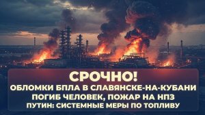 Трагедия в Славянске-на-Кубани человек погиб от дрона, завод горит, Путин спасает топливо