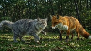 Спасение мамы-кошки# как она спасла лежащего котенка от опасности