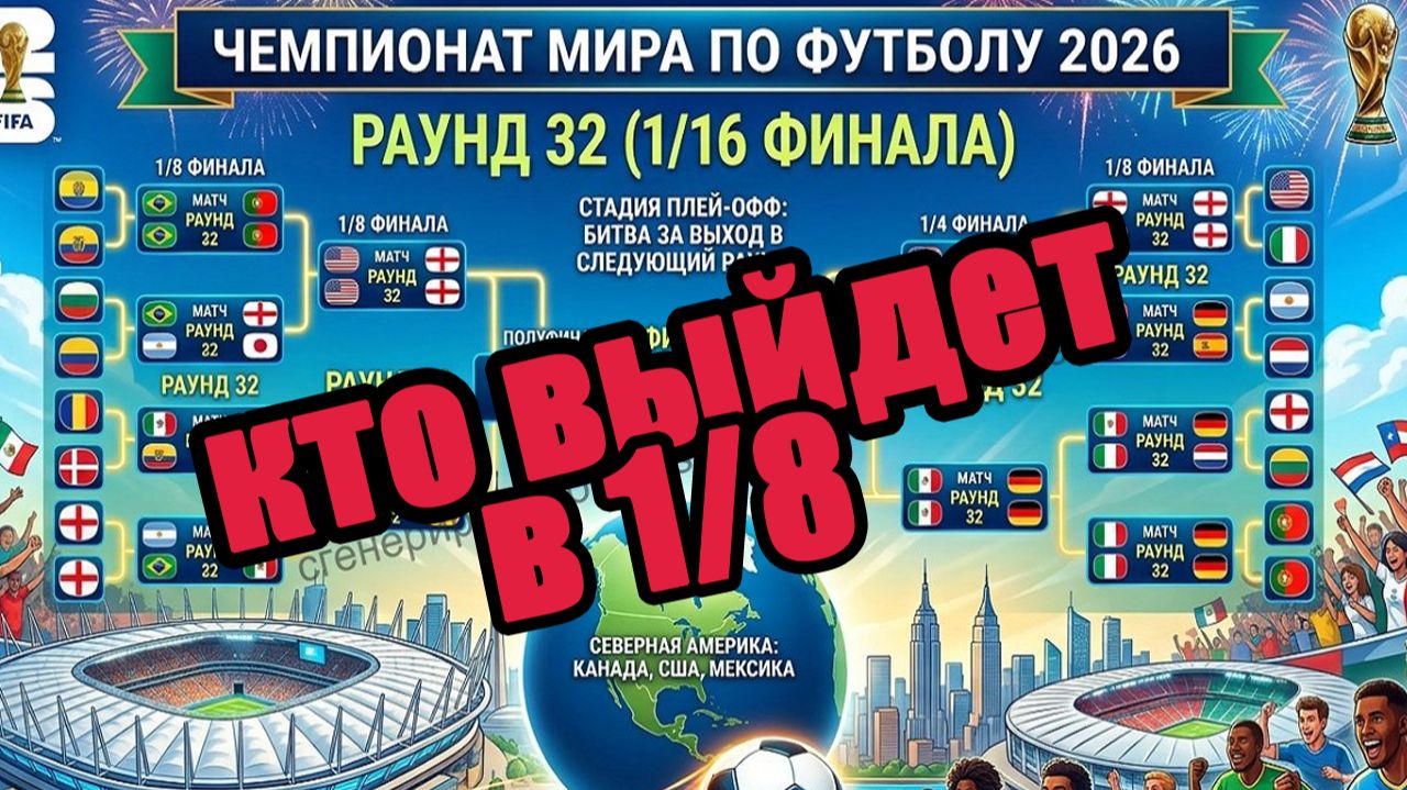 ЧМ 2026. Сетка плей-офф, кто выйдет в 1/8? Расписание всех пар. смотреть онлайн