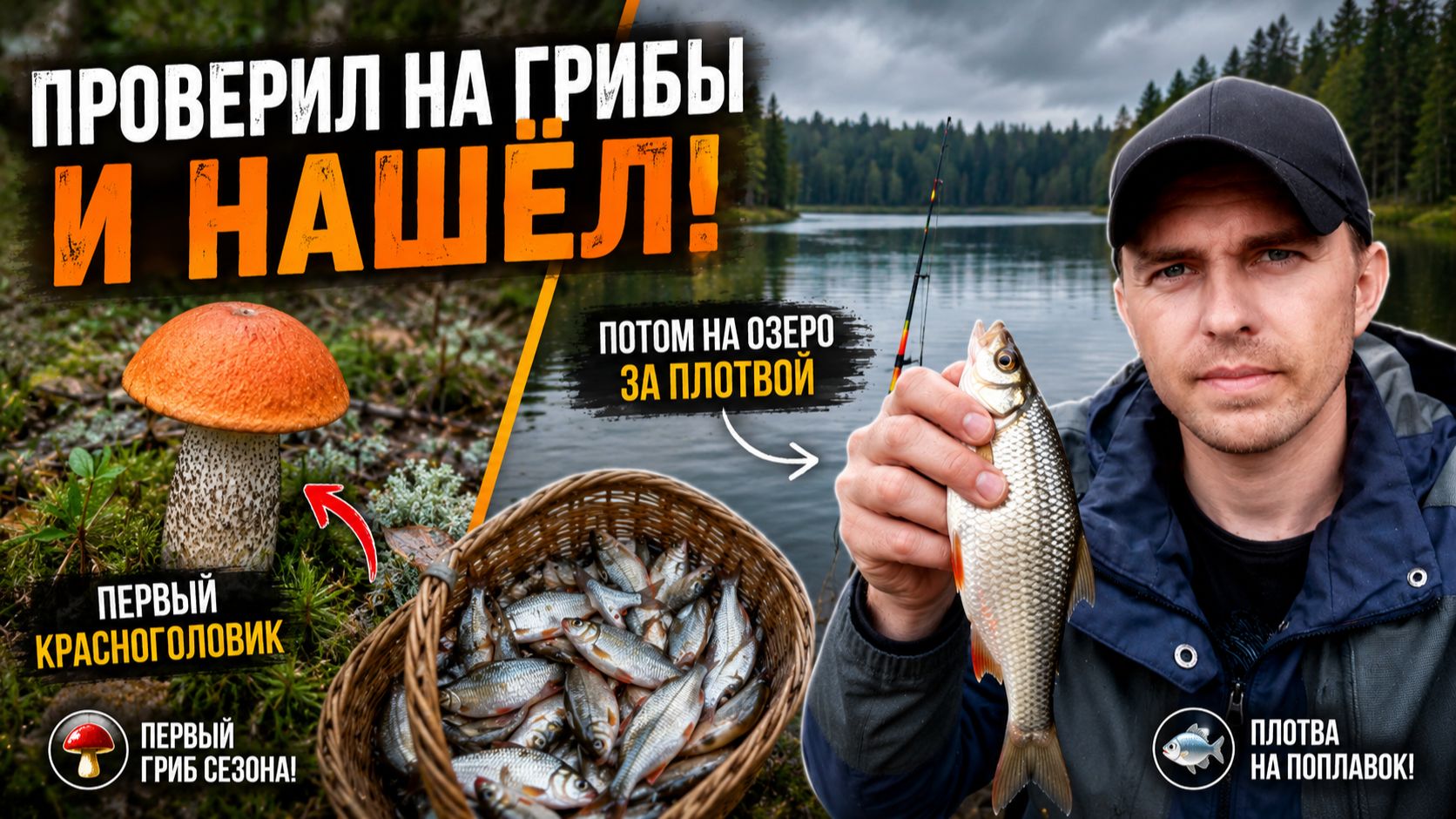 Нашёл первый красноголовик! А потом отправился ловить плотву на озеро