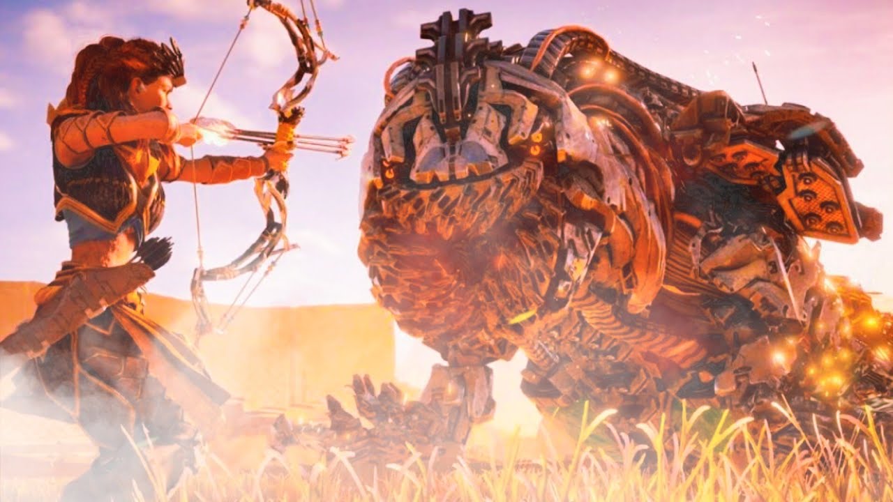 Horizon Zero Dawn Камнегрыз робот вступил в схватку с Элой! Дополнение к основным задачам horizon. смотреть онлайн