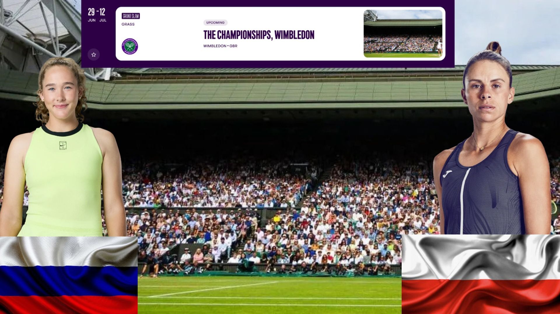 29/06 ⏰20:00 (5) 🇷🇺Мирра Андреева - 🇵🇱Магда Линетт/🏆Grand Slam 🇬🇧Уимболдон. 1-й круг смотреть онлайн