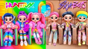 K-Pop Охотницы на Демонов в Картонном и Радужном самолёте! 10 поделок для кукол L.O.L.