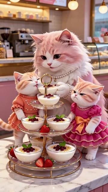 Котенок разозлился из-за суфле с клубникой