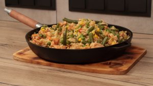 Куриная грудка стручковая фасоль гавайская смесь рис с овощами ужин