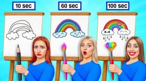10 Секунд vs 60 Секунд vs 100 Секунд Челлендж Рисунков