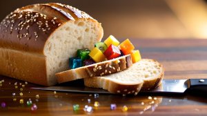 ИИ АСМР:  Наклейка хрустящих фруктов на тост 🍞фон 🎧| Звук режущего ножа для расслабления😴