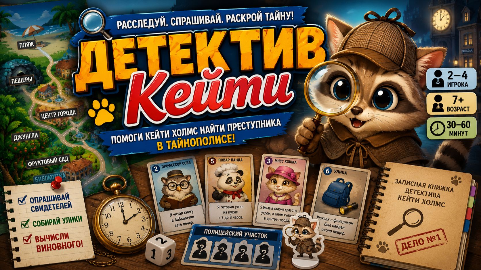 🕵️ Настольная игра «Детектив Кейти» — правила, обзор и как играть