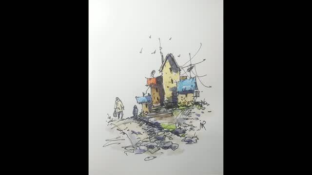 How To Draw and Paint EASY line and Wash with Step-by-Step Tutorial! Nil Rocha смотреть онлайн