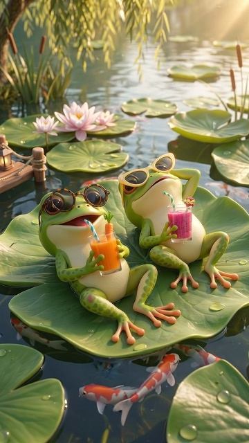 🧋🐸Эти лягушки устроили себе идеальный отдых — залипательно до конца
#мультфильм  
#лягушки
#вайб