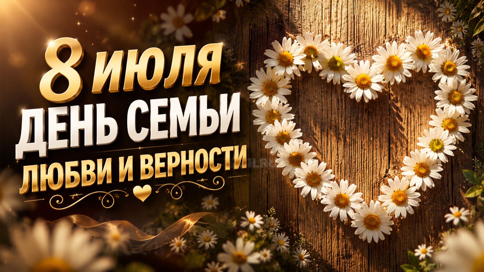 8 июля день семьи любви и верности – красивая музыкальная открытка с поздравлением