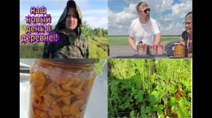 Наш новый день в деревне.Собираем ягоды и торгуем на трассе.Наш весёлый покупатель.