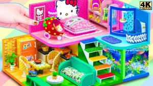 Постройте милый 5-цветный домик Hello Kitty с подземным аквариумом из картона ❤️ Миниатюрный дом сво