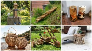 100+ ИДЕЙ из дерева, веток и коряг для дачи, дома и сада🪵🪾🪹100+ DIY Wood Craft IDEAS