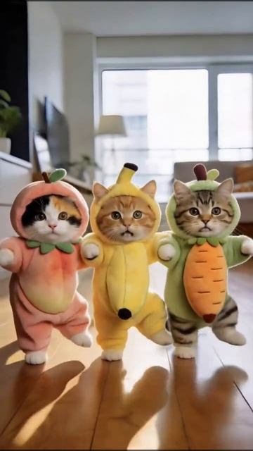 Котики танцуют втроем